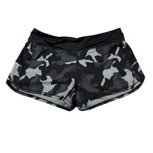 Athleta Mesh Racer Run Short Womens Size‎ XL Black Gray Camo Lined Running